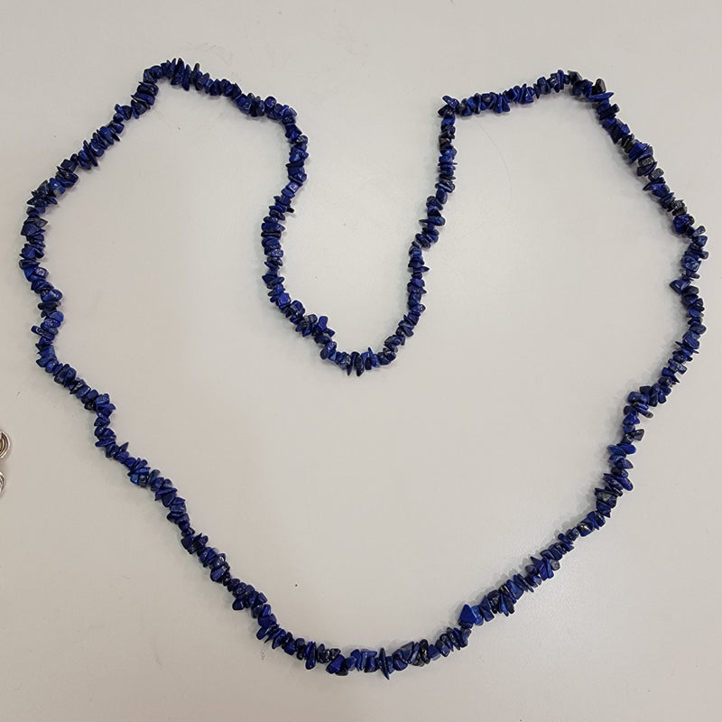 Sterling Silver Lapis Necklace 34"