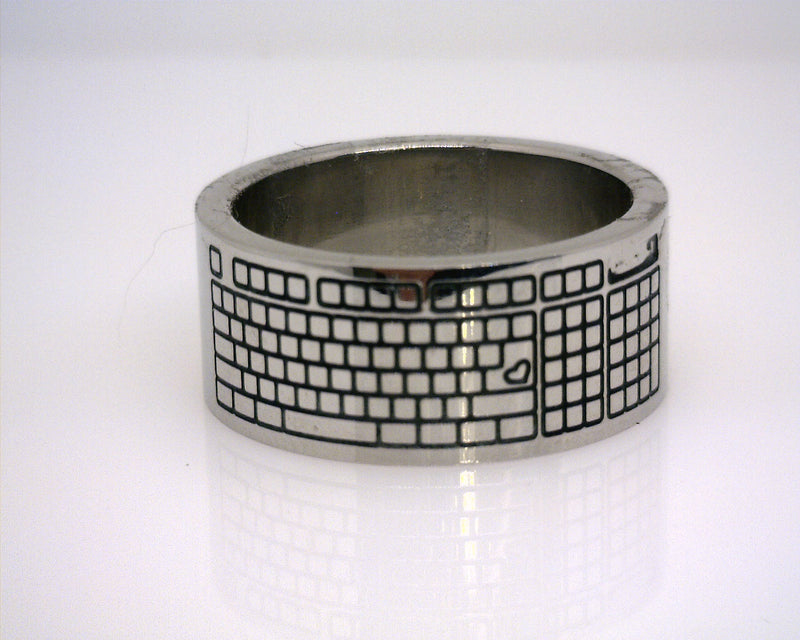 Men's Stainless Steel Keyboard Wedding Band 10mm Size 10