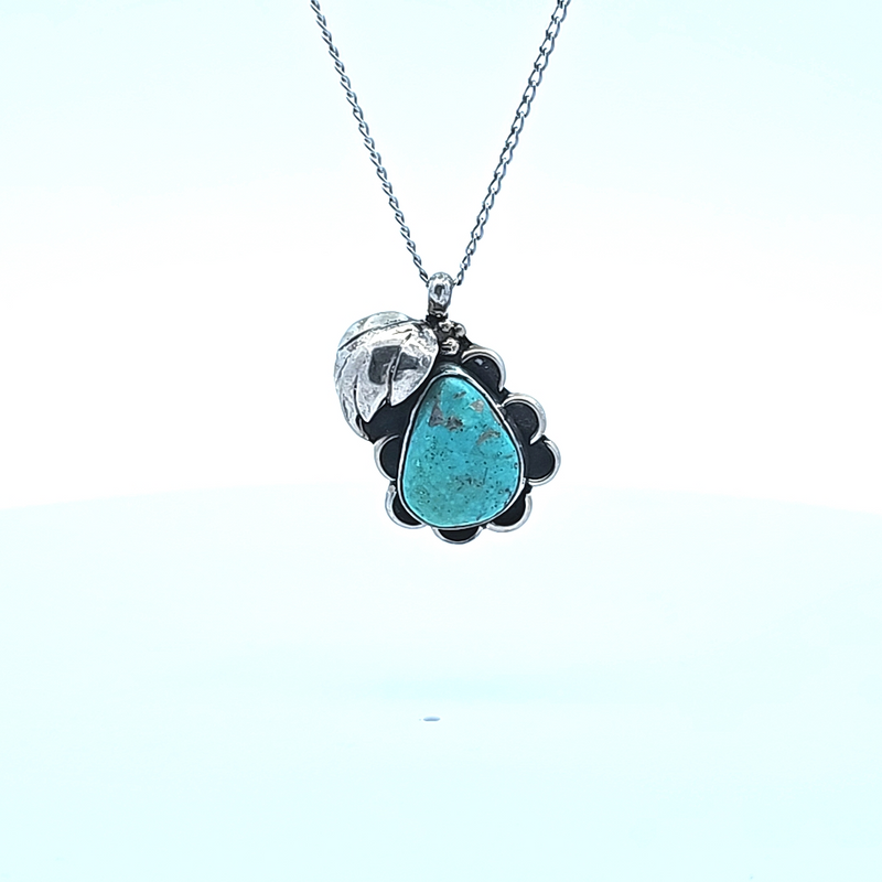 Sterling Silver Turquoise Pendant w/ 18
