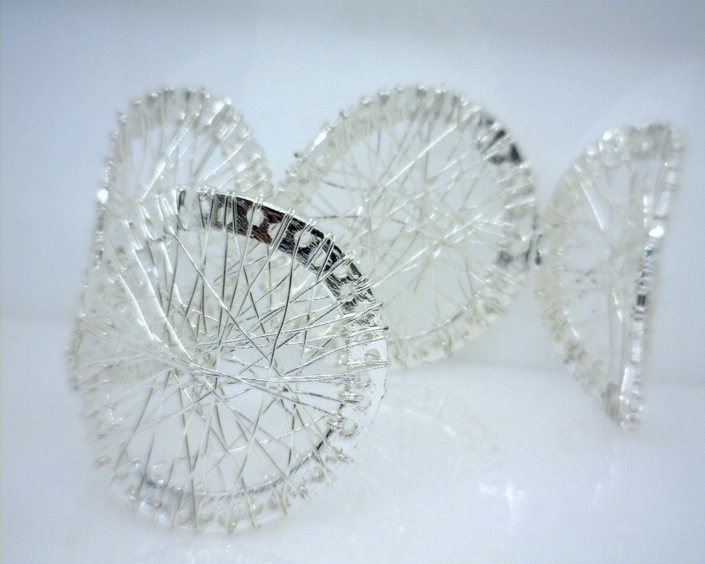 Silver Tone Wire Wrapped Cuff Bracelet