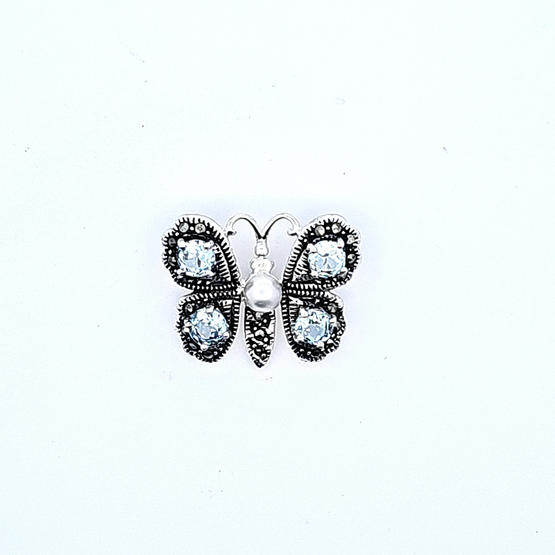 Sterling Silver Gemstone Butterfly Pendant
