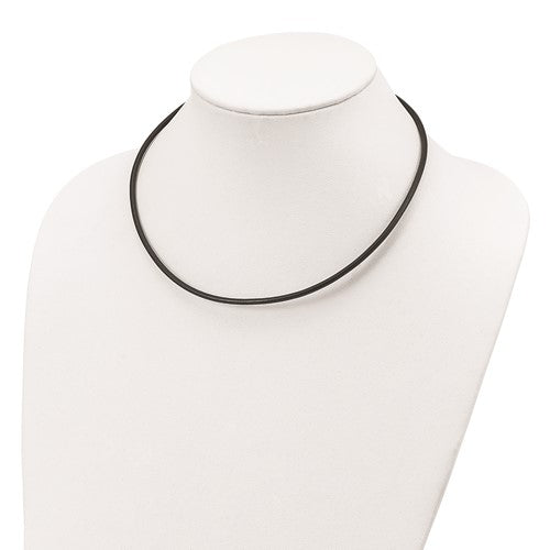 Sterling Silver Black Leather Necklace