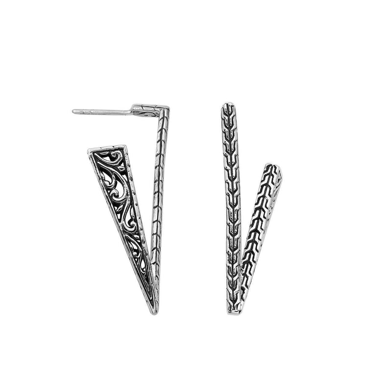 Sterling Silver Geometric V-Shaped Earrings