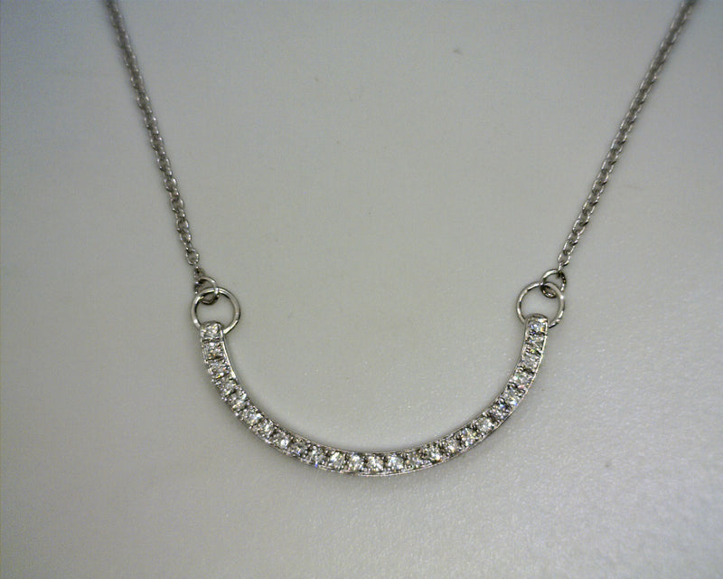 14K WG Curved bar Diamond Necklace
