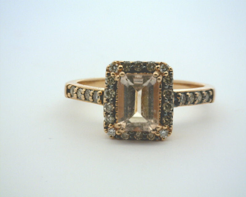 Levian 14K RG Morganite w/ Chocolate & White Diamond Ring