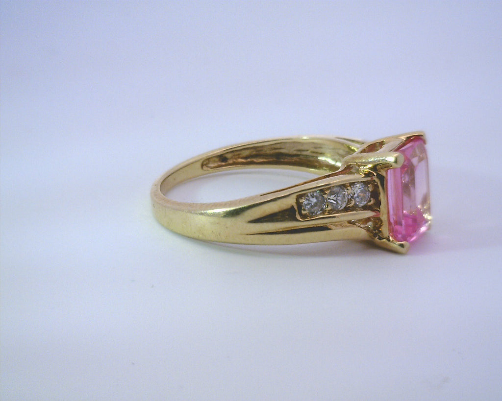 10K YG Pink & Clear CZ Ring