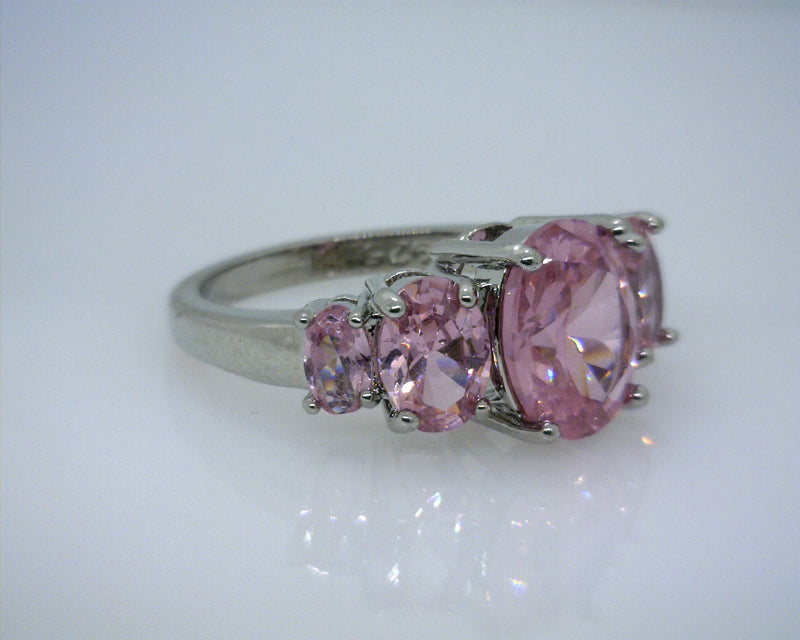 SS Pink CZ Ring Size 6
