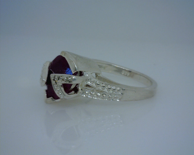 Estate Sterling Silver Ruby Ring Size 6.75