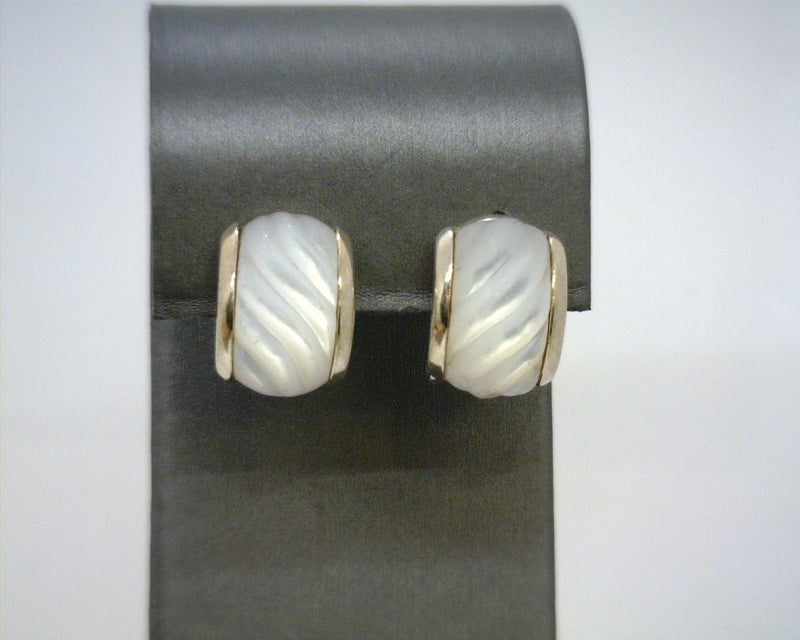 Sterling Silver Carved Mother of Pearl Earrings