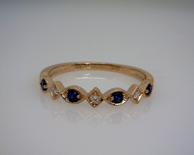 10K Rose Gold Stackable Sapphire & Diamond Band