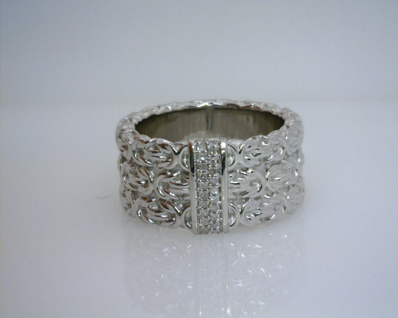 Sterling Silver Wide Diamond Band