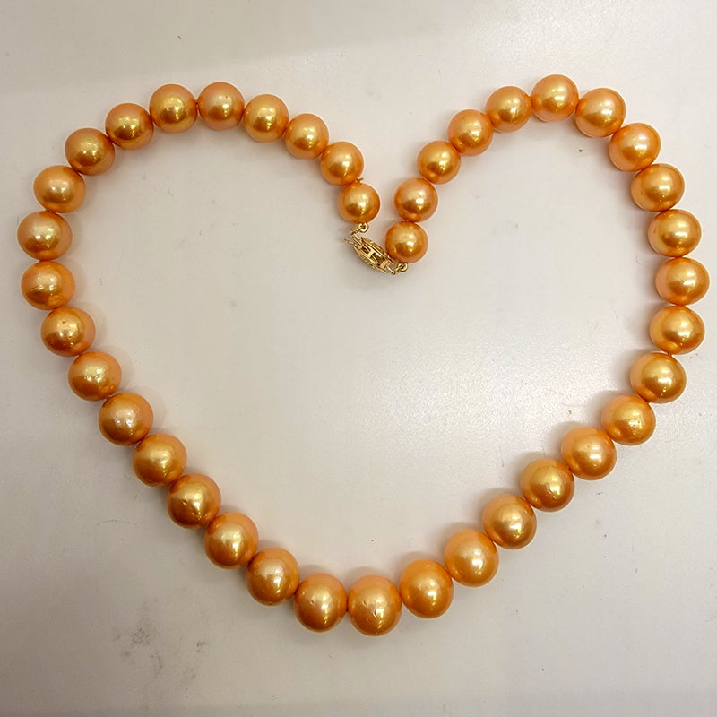 14K YG Natural Gold South Sea Pearls 9-12mm