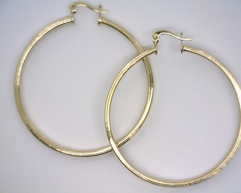 Gold Overlay over Brass Hoop Earrings 2" Diameter