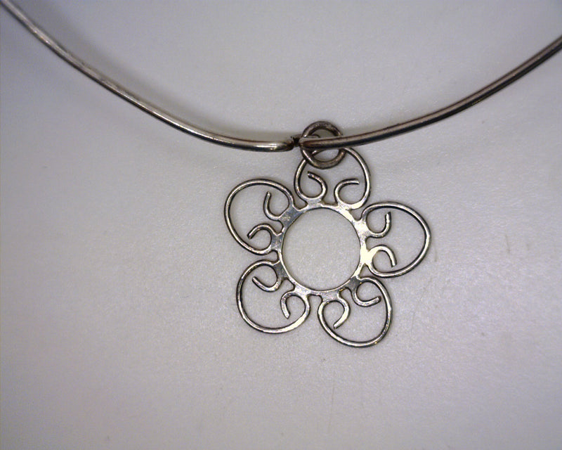 Sterling Silver Flower Pendant on a Collar