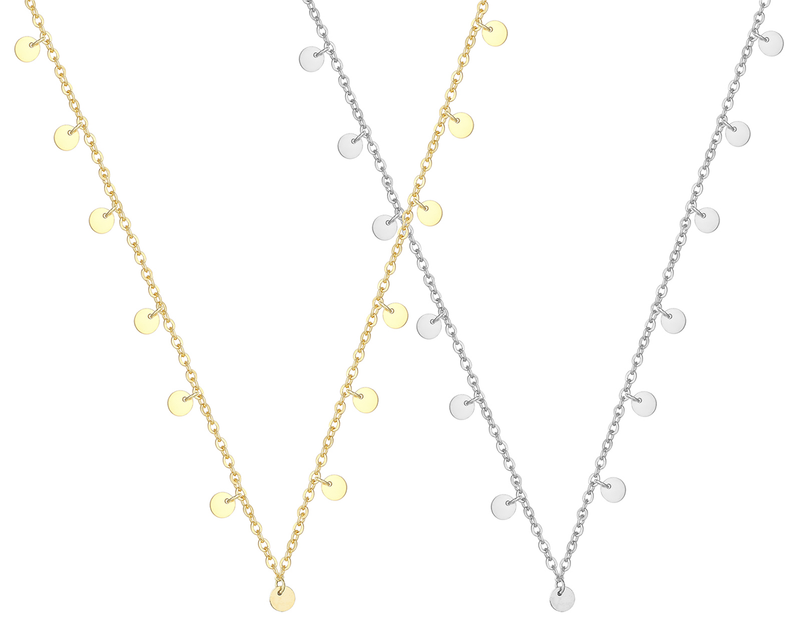 Yellow Gold Plated Necklace with Dangling Discs