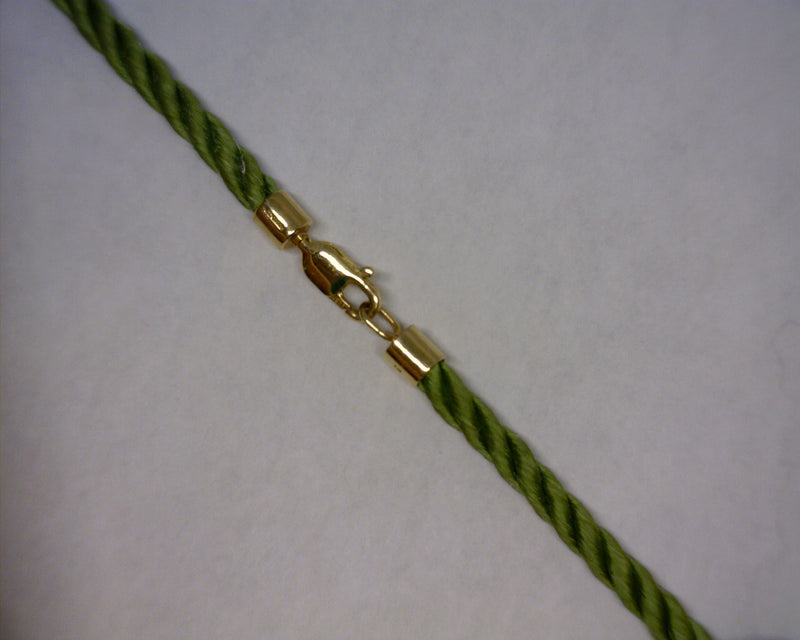 GREEN SILK CORD WITH 14K CLASP