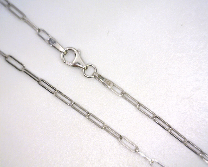 14K White Gold Paperclip Chain 16"
