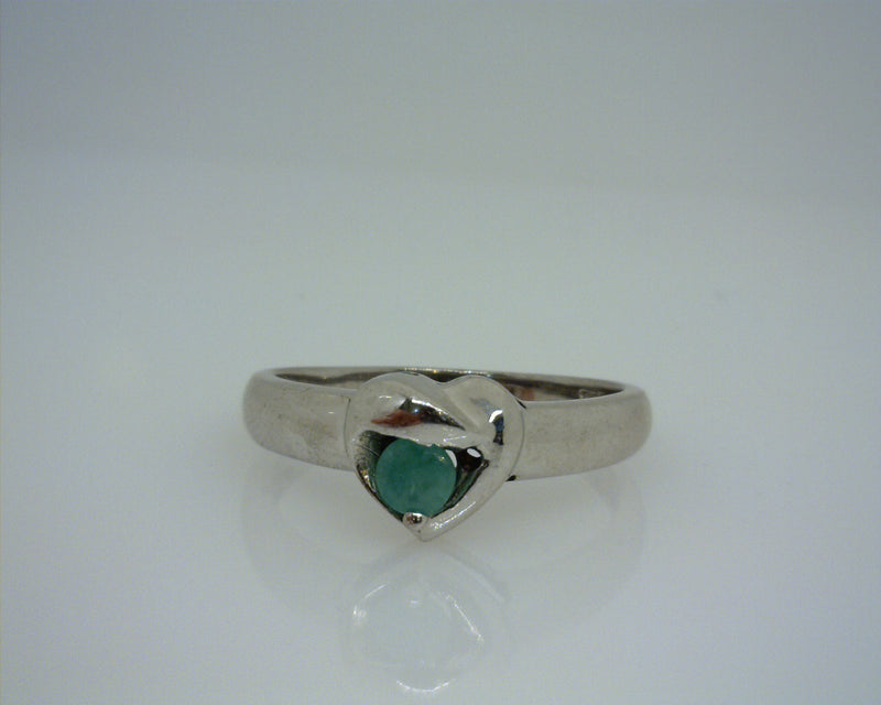 Estate Sterling Silver Emerald Ring