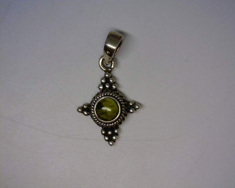STERLING SILVER GREEN AMBER PE