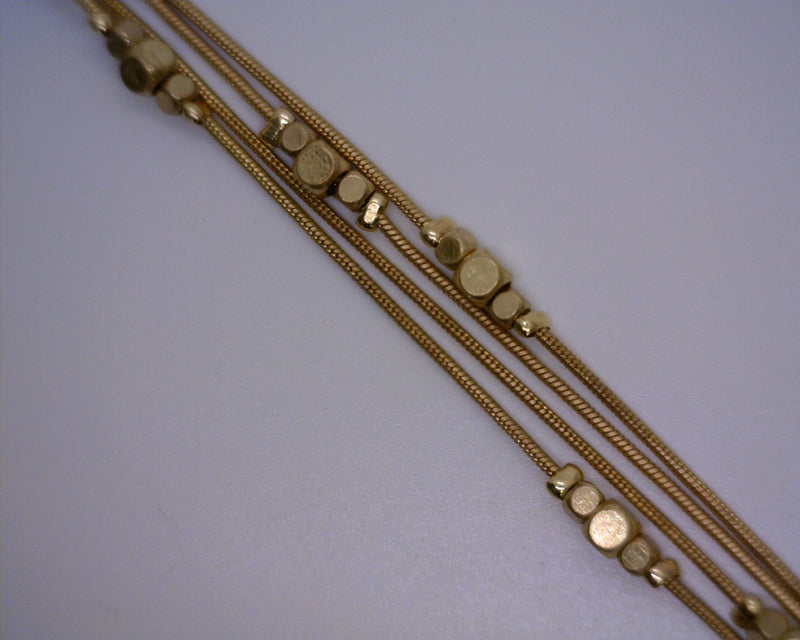 Fashion Bracelet: Gold Multi Strand Beaded Bracelet with Magnetic Clasp