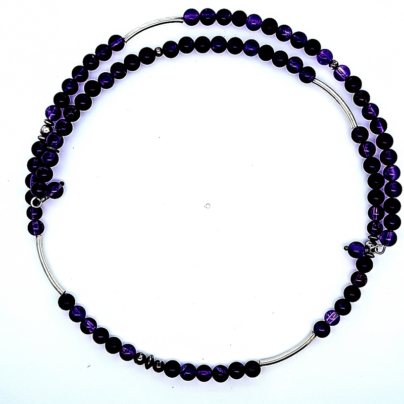 Sterling Silver Amethyst Necklace 15-20"