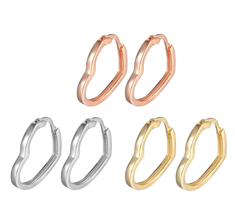 Yellow Gold Plated Heart Shaped Hoop Earrings