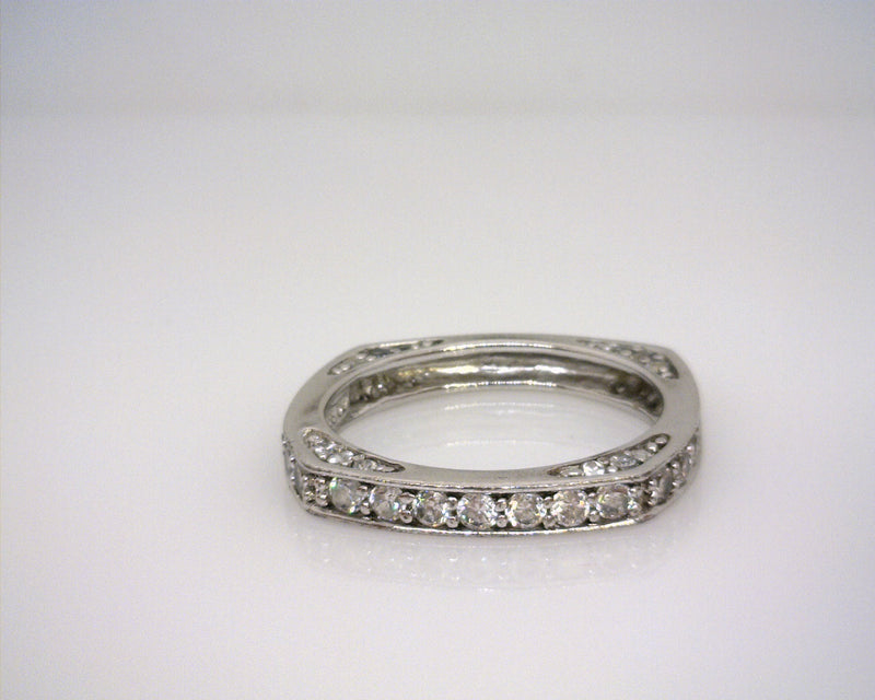 Sterling Silver CZ Squared off Ring Size 7