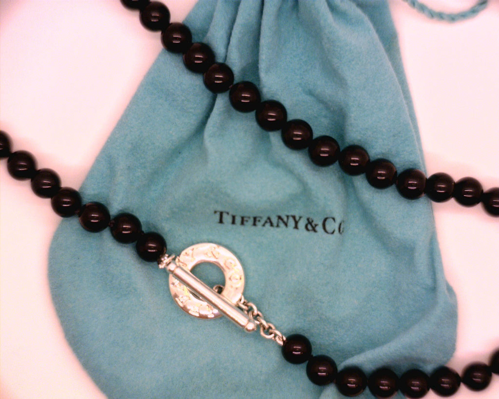 Tiffany & Co Sterling Silver Black Onyx Toggle Necklace