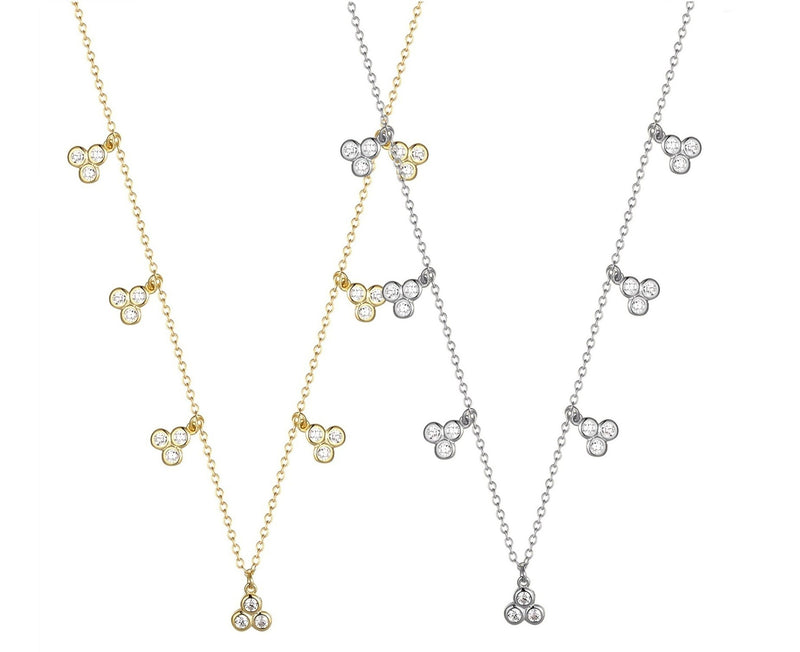 Yellow Gold Plated Dangling Station Style Necklace