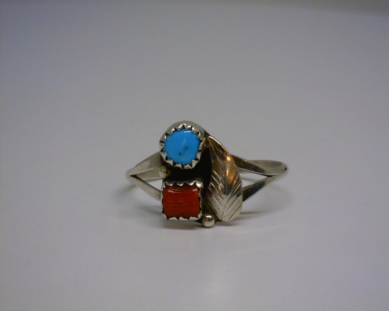 SS TURQUOISE/CORAL RING