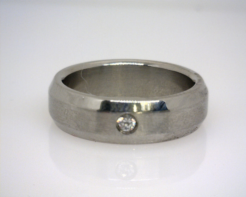 Men's Stainless Steel CZ Wedding Band 6mm Size 6.5
