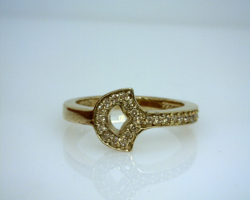 Sterling Silver Gold Plated Swarovski Crystal Ring Size 6
