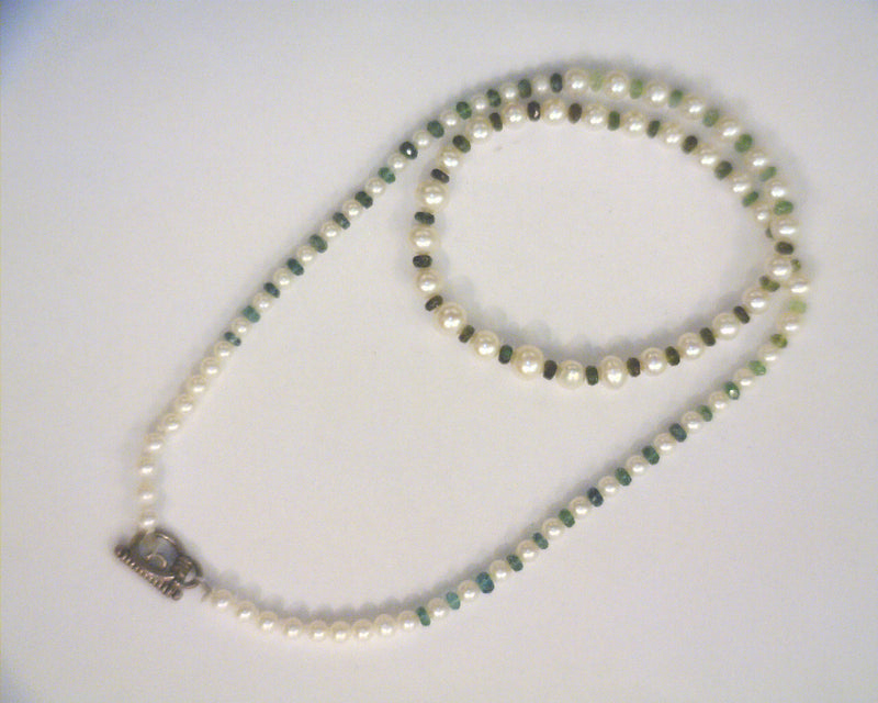 SS PEARL/TOURMALINE NECKLACE