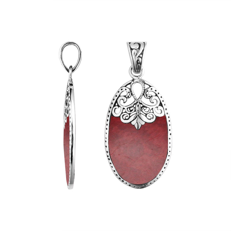 Sterling Silver Reconstituted Red Coral Pendant