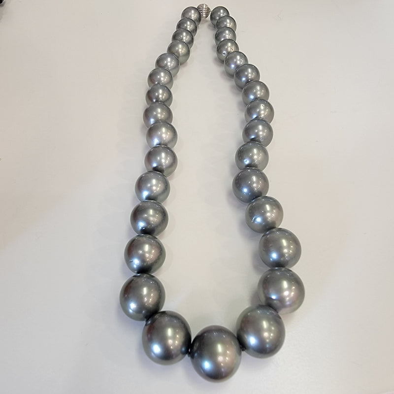 Tahitian Pearl Necklace 16" 12-15MM 14K WG Clasp